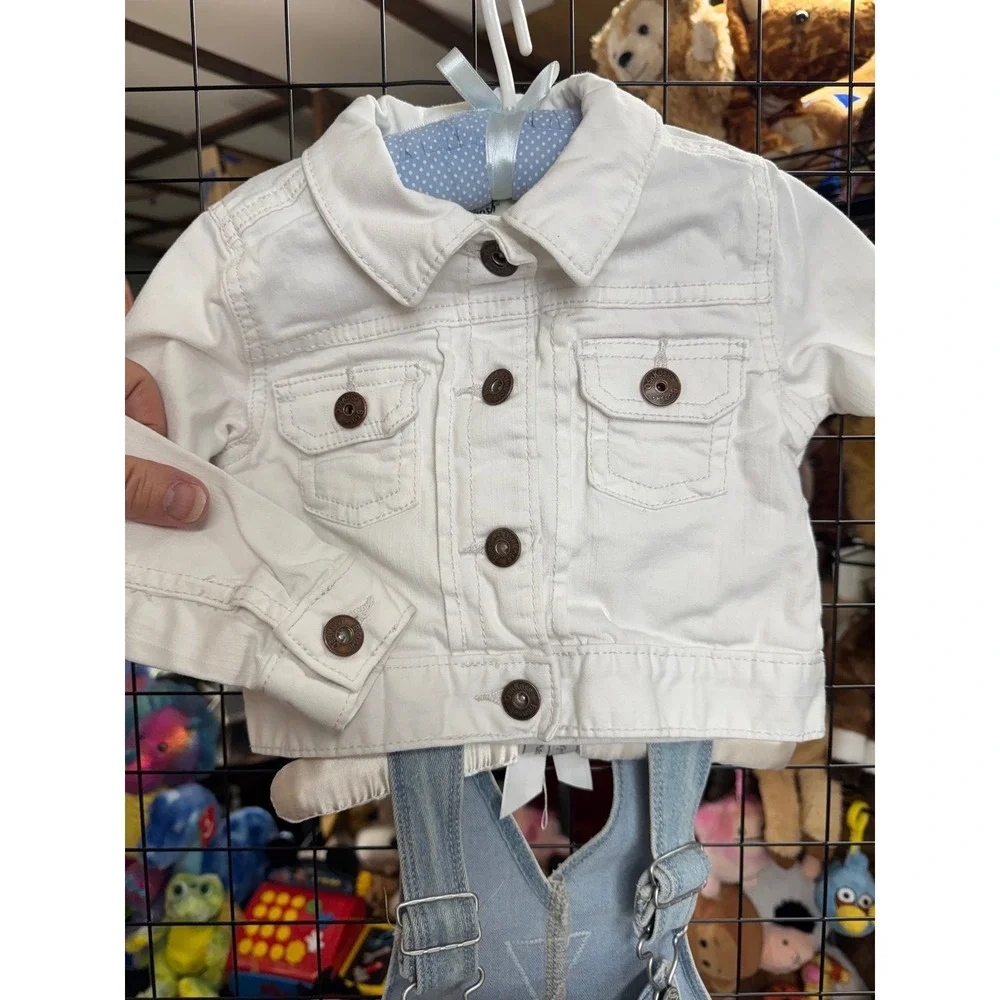 OshKosh B'gosh 2T Unicorn Tulle Jumper Dress + White Denim Jacket Outfit Set
